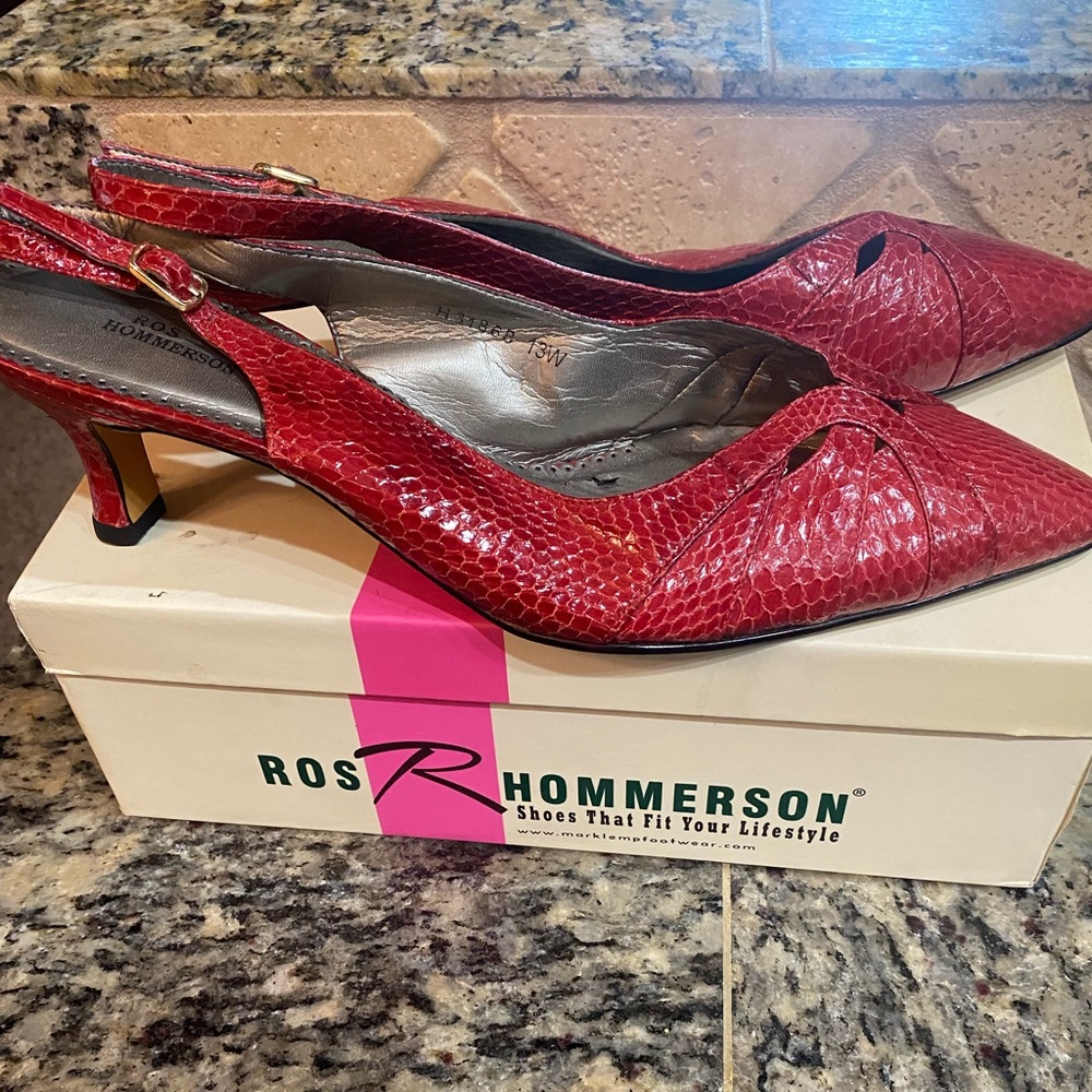 Ruby red alligator type style. 13 wide